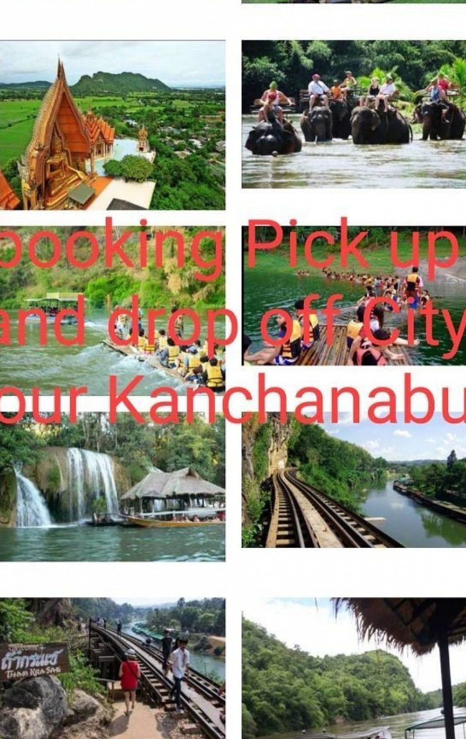 Pick up from Bangkok to City Tour Kanchanaburi, One Day Trip or overnight.